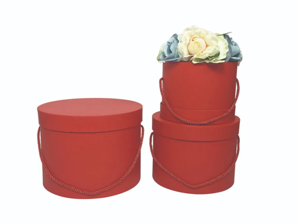 Round gift boxes - red